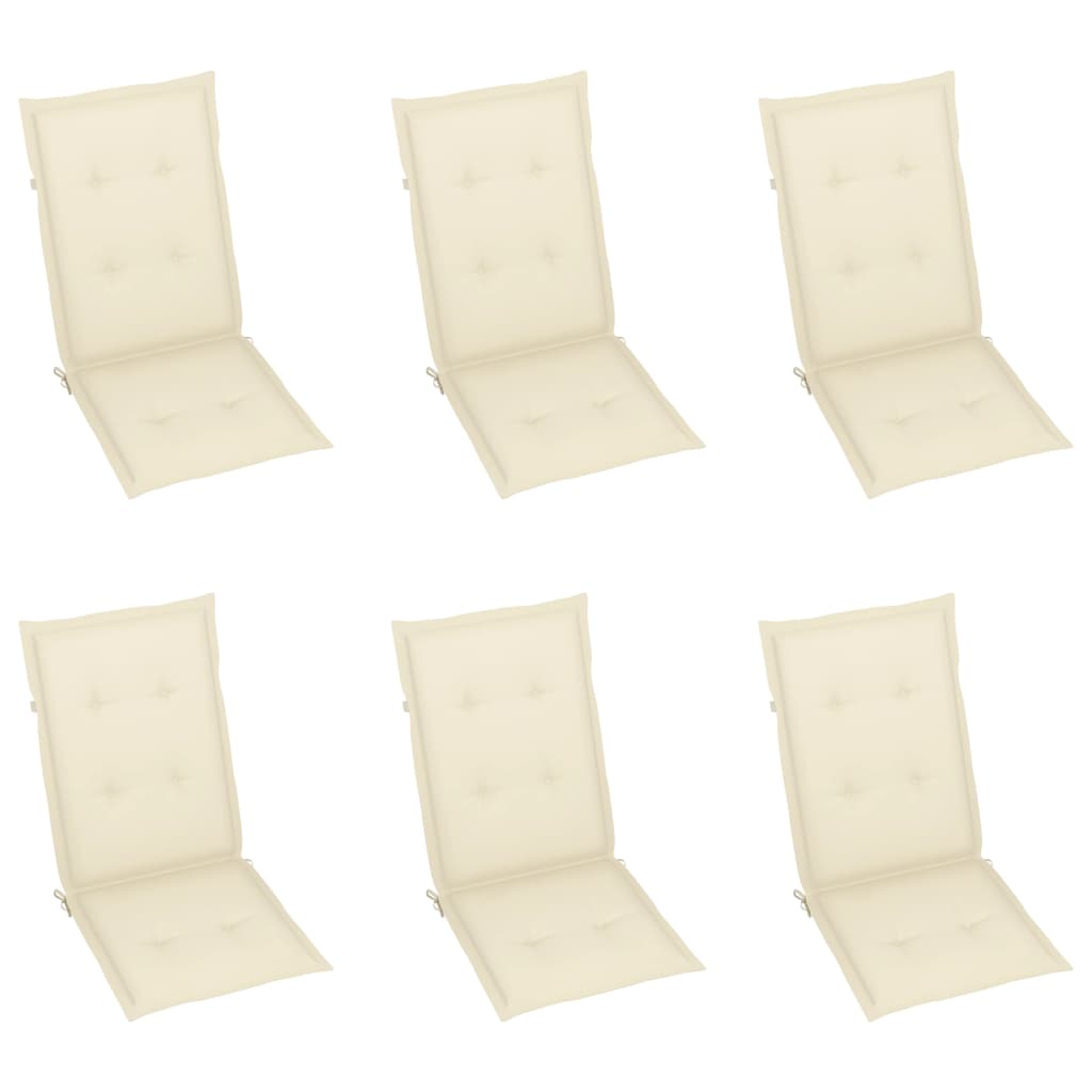 vidaXL Vrtne stolice s krem jastucima 6 kom od masivne tikovine
