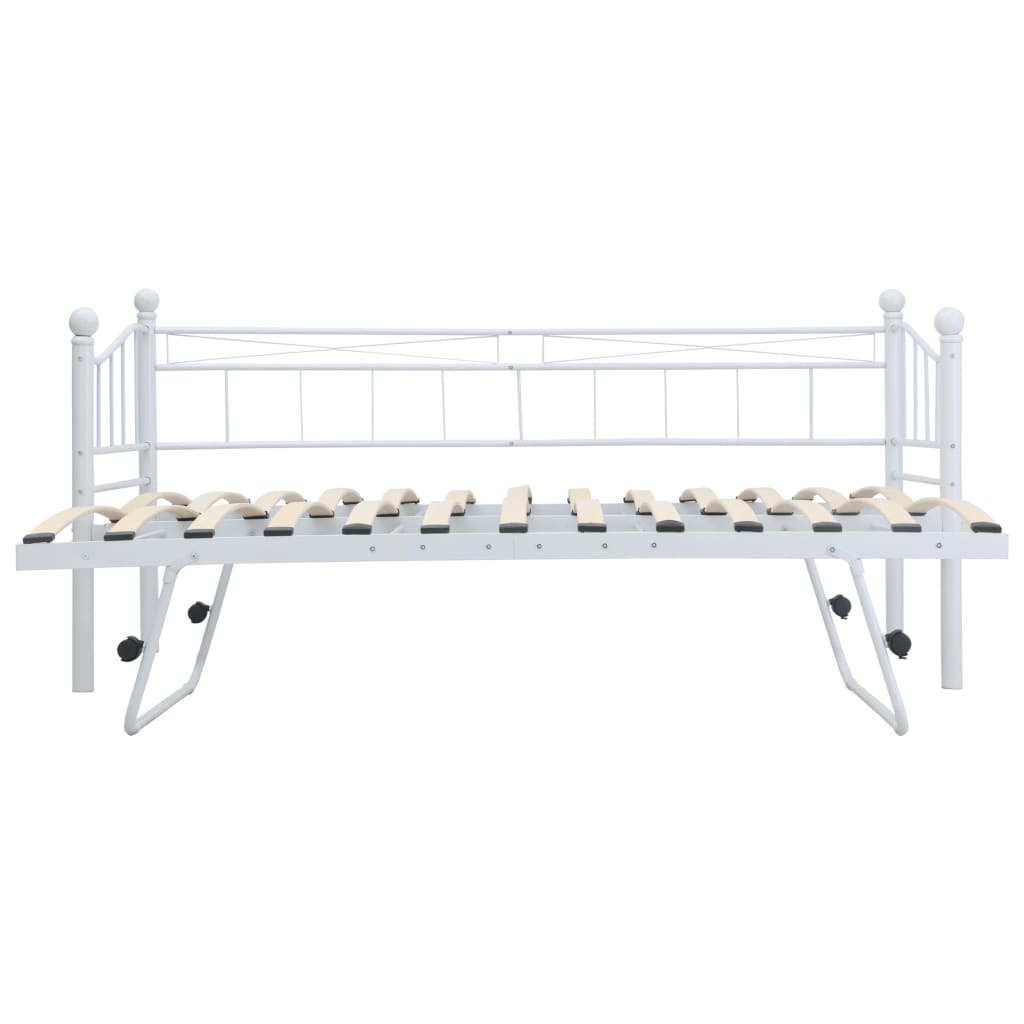 vidaXL Okvir kreveta bijeli čelični 180 x 200 / 90 x 200 cm
