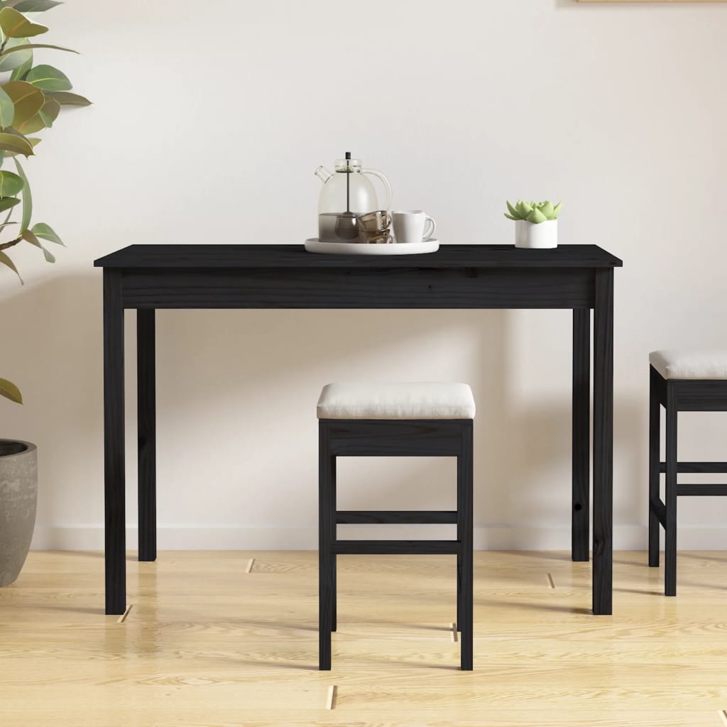 vidaXL Blagovaonski stol crni 110 x 55 x 75 cm od masivne borovine