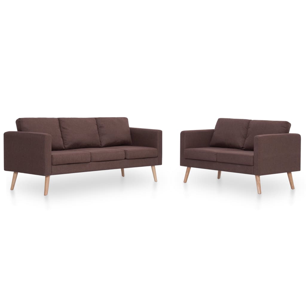 vidaXL 2-dijelni set sofa od tkanine smeđi