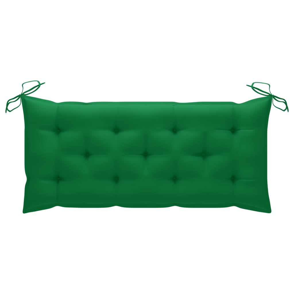 vidaXL Vrtna klupa sa zelenim jastukom 120 cm od masivne tikovine
