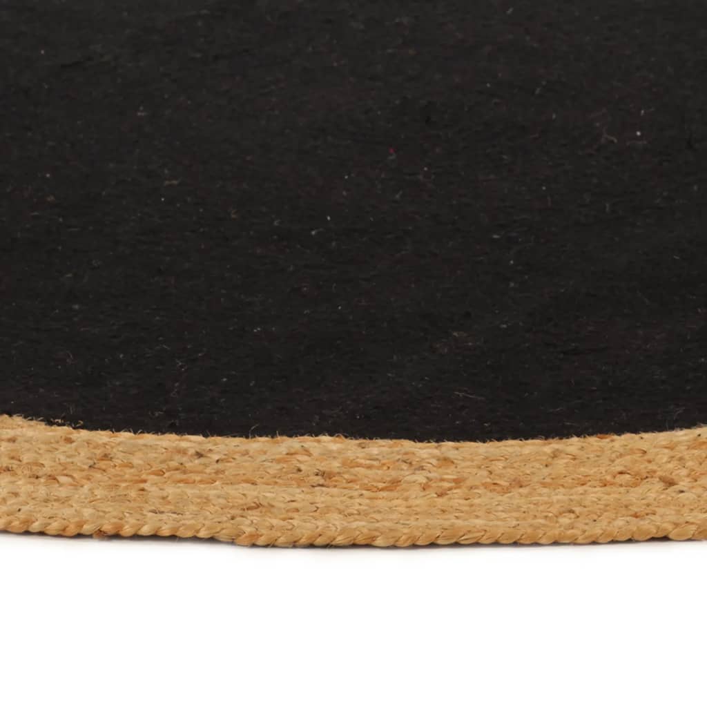 vidaXL Ukrasni tepih pleteni crni-prirodni 90 cm juta i pamuk okrugli