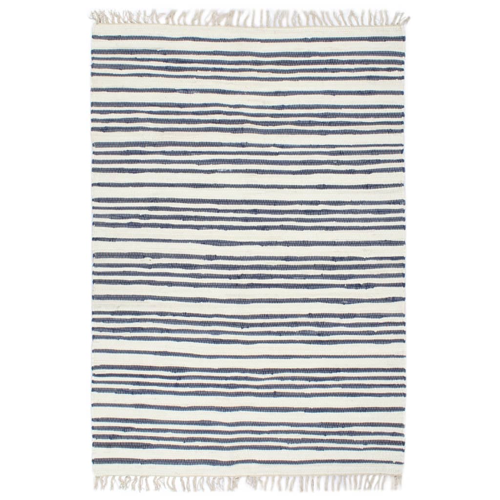 vidaXL Ručno tkani tepih Chindi od pamuka 200 x 290 cm plavo-bijeli