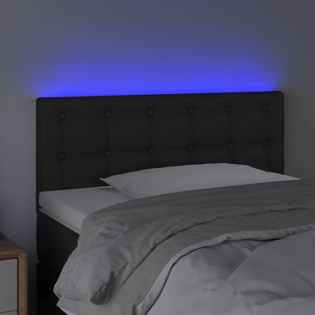 vidaXL LED uzglavlje crno 100 x 5 x 78/88 cm od umjetne kože