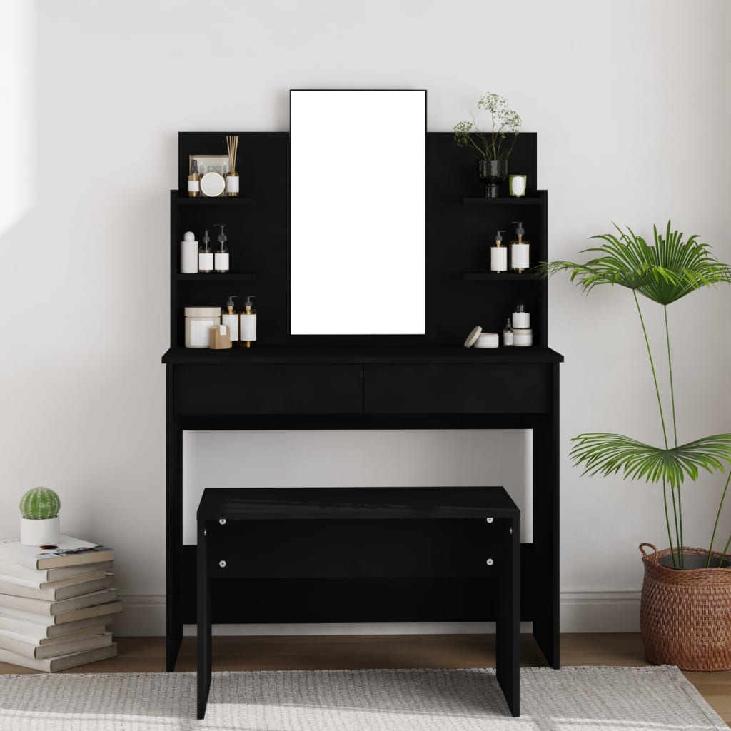 vidaXL Toaletni stolić s ogledalom crni 96 x 40 x 142 cm