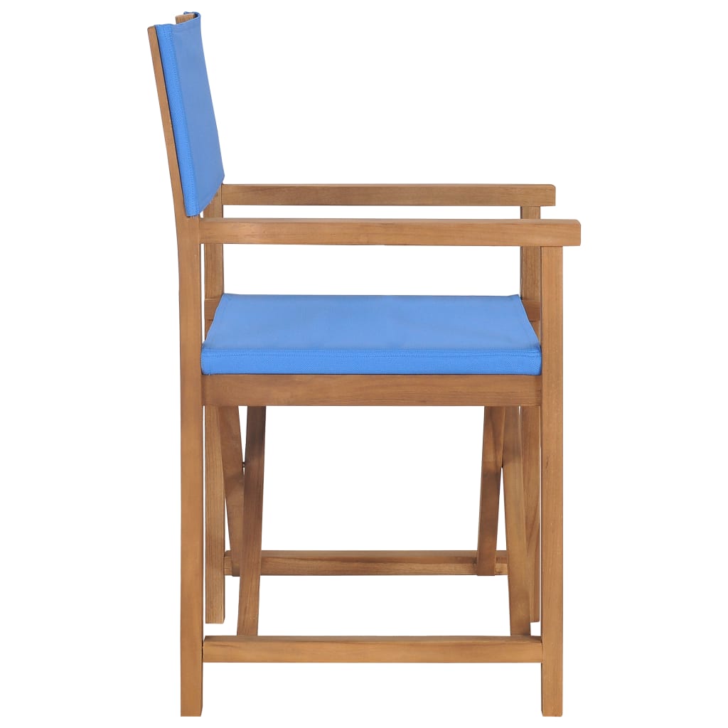 vidaXL Redateljska stolica od masivne tikovine plava