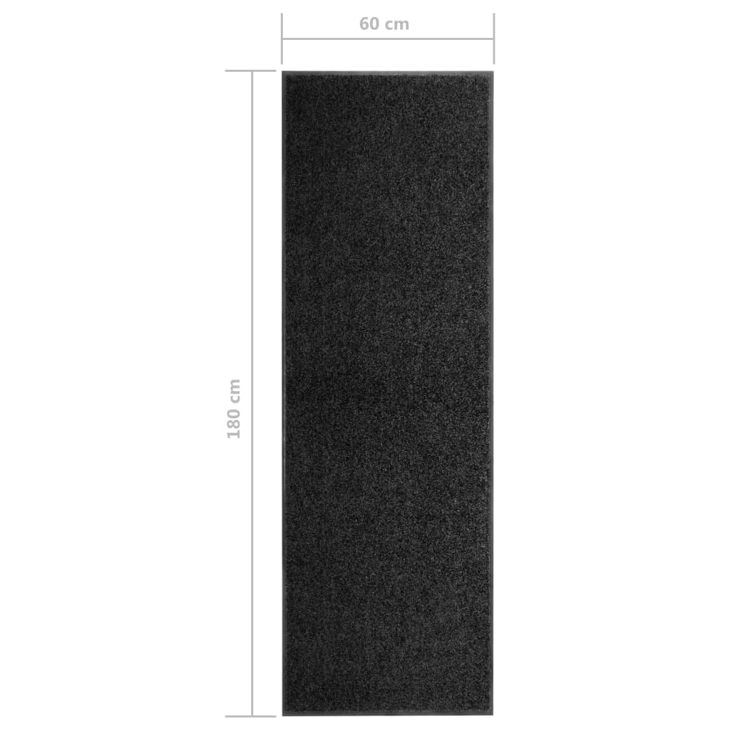 vidaXL Otirač perivi crni 60 x 180 cm