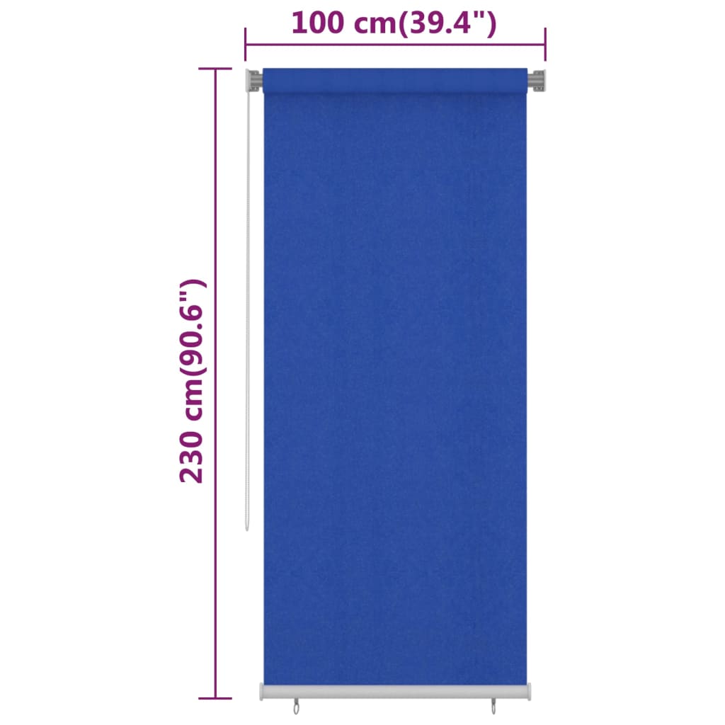 vidaXL Vanjska roleta za zamračivanje 100 x 230 cm plava HDPE
