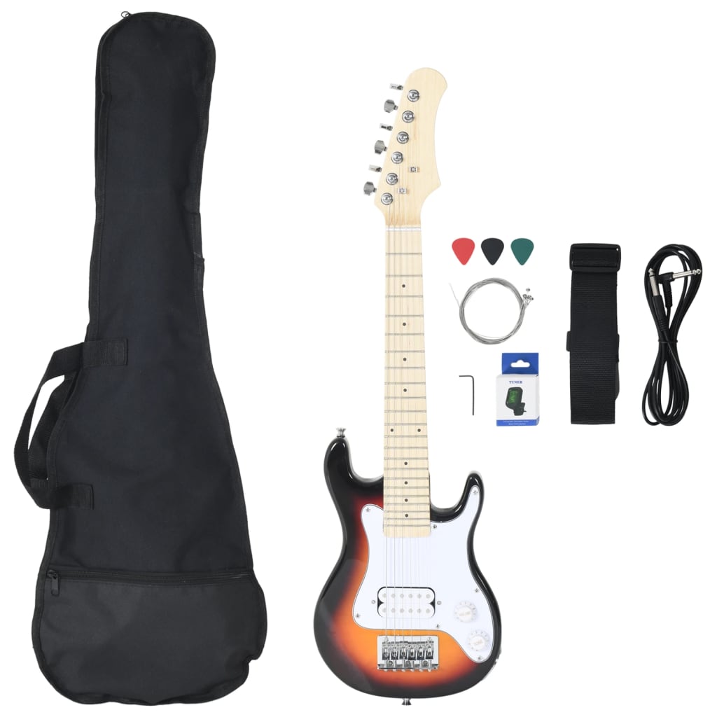 vidaXL Električna gitara za djecu s torbom smeđe-bijele 3/4 30 "