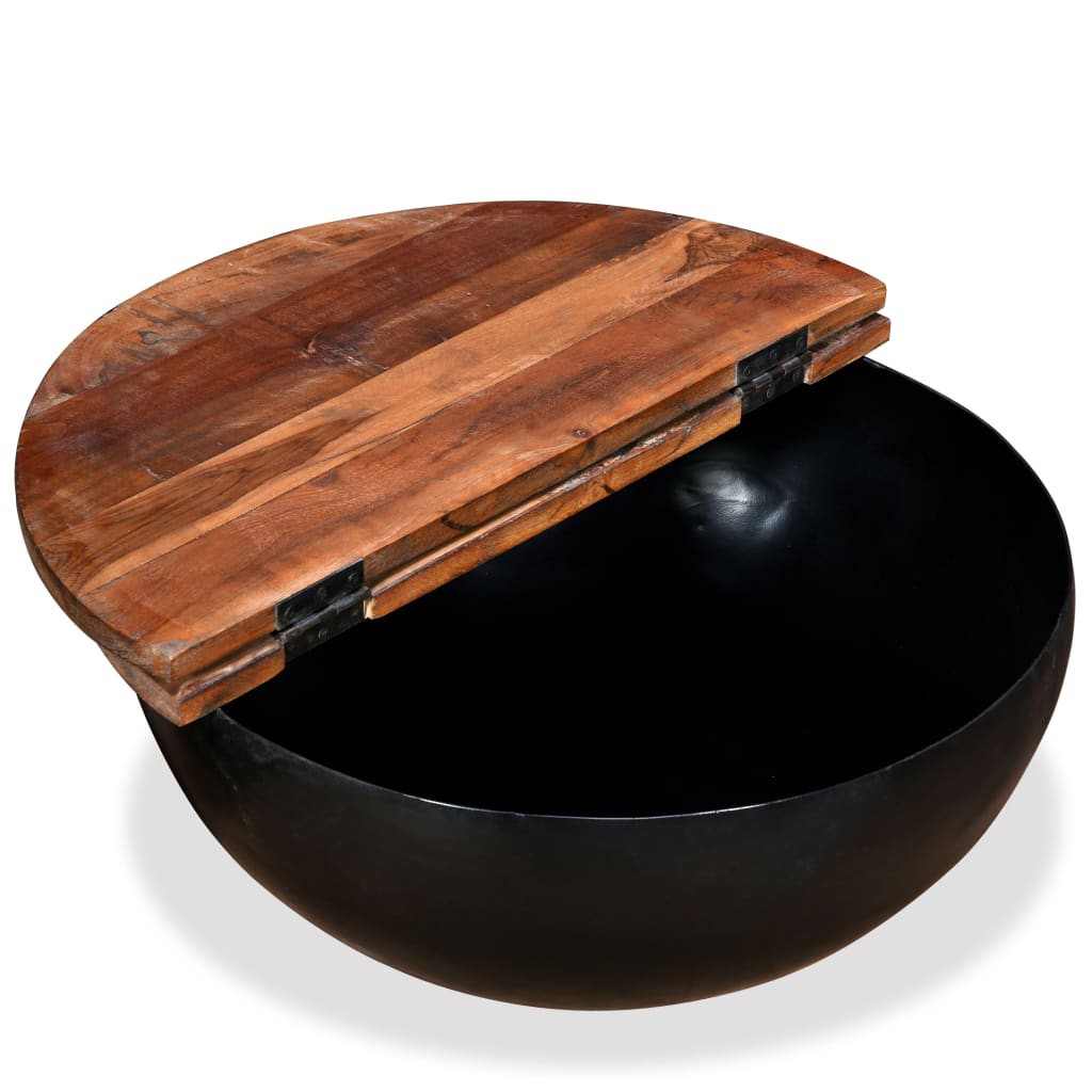 vidaXL Set Stolića za Kavu 2 kom Masivno Obnovljeno Drvo Crni Oblik Zdjele