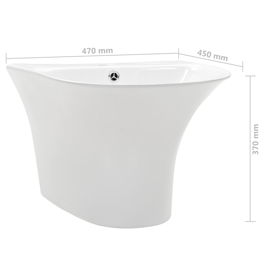 vidaXL Zidni umivaonik keramički bijeli 470 x 450 x 370 mm