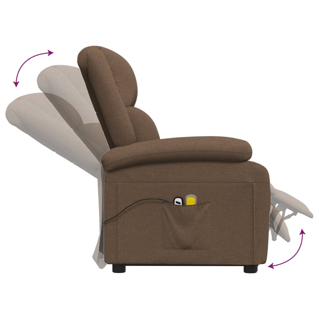 vidaXL Masažna fotelja na podizanje od tkanine smeđa