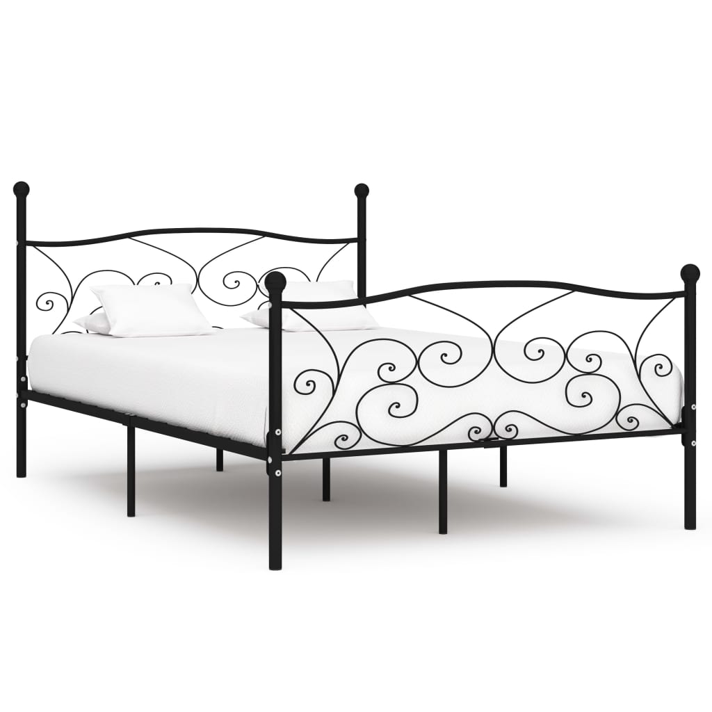 vidaXL Okvir za krevet s podnicama crni metalni 160 x 200 cm