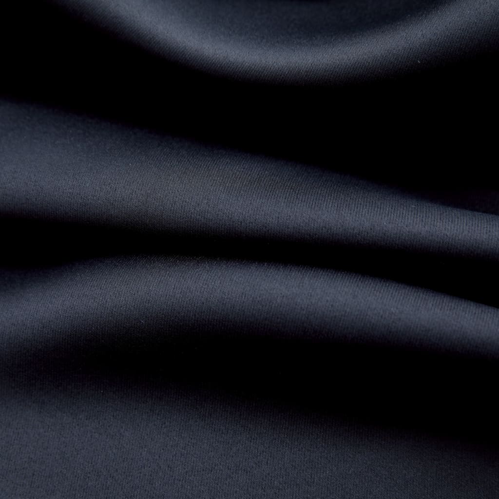 vidaXL Zavjese za zamračivanje s prstenima 2 kom crne 140 x 175 cm