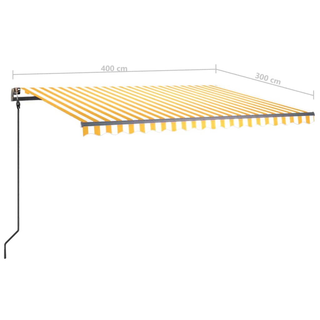 vidaXL Tenda na ručno uvlačenje s LED svjetlima 4 x 3 m žuto-bijela