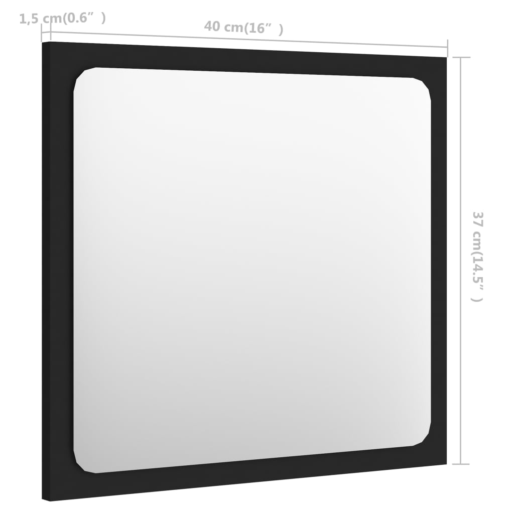 vidaXL Kupaonsko ogledalo crno 40 x 1,5 x 37 cm konstruirano drvo