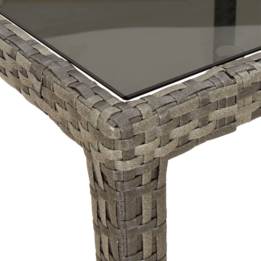 vidaXL Vrtni stol 90 x 90 x 75 cm od kaljenog stakla i poliratana sivi
