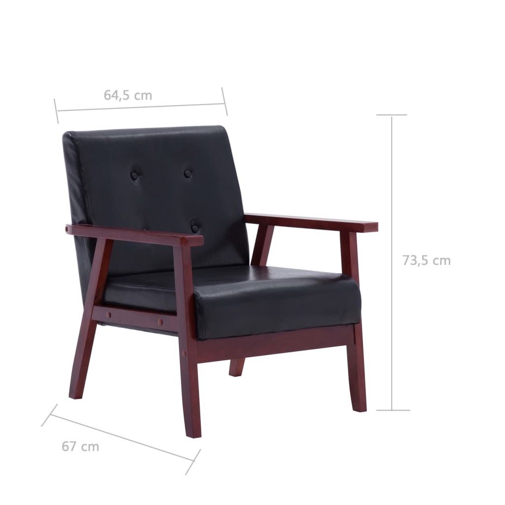 vidaXL 3-dijelni set sofa od umjetne kože crni
