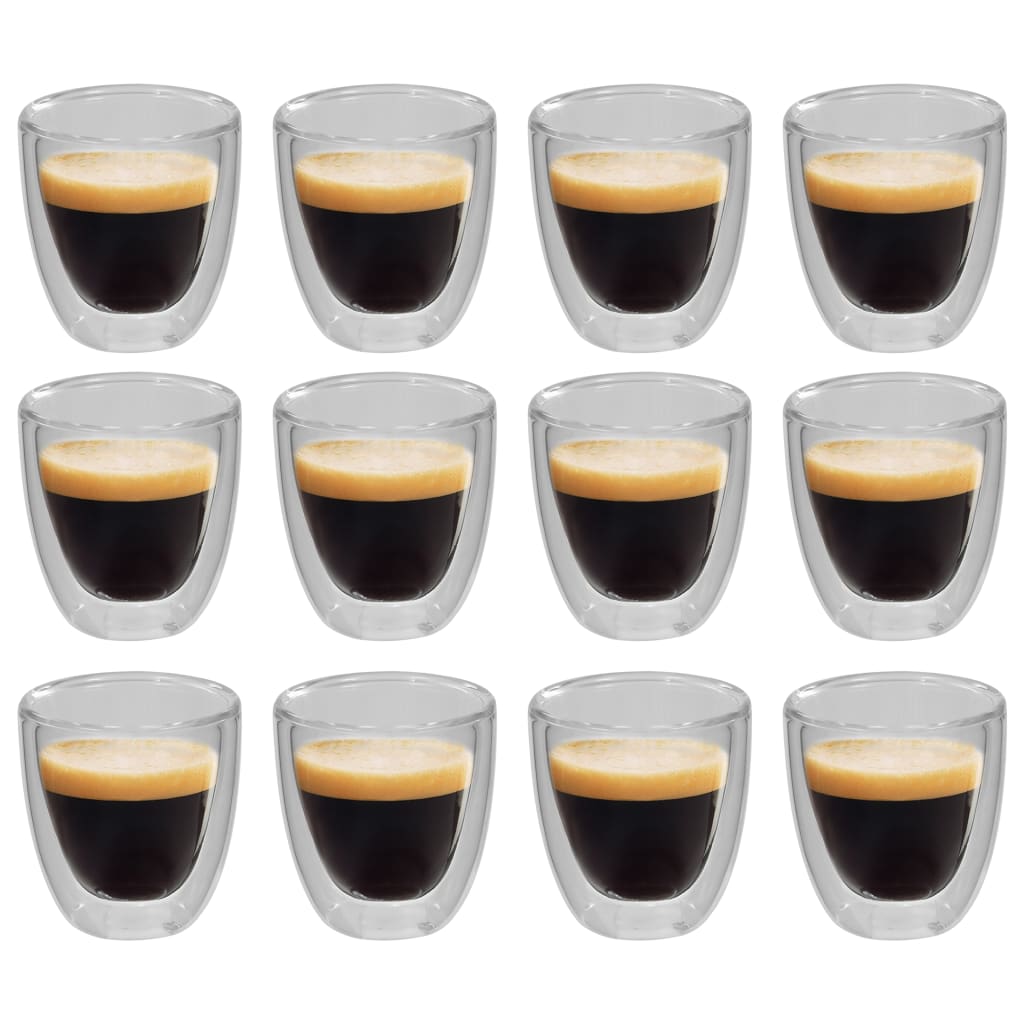 vidaXL Termo čaše za espresso s dvostrukom stijenkom 12 kom 80 ml
