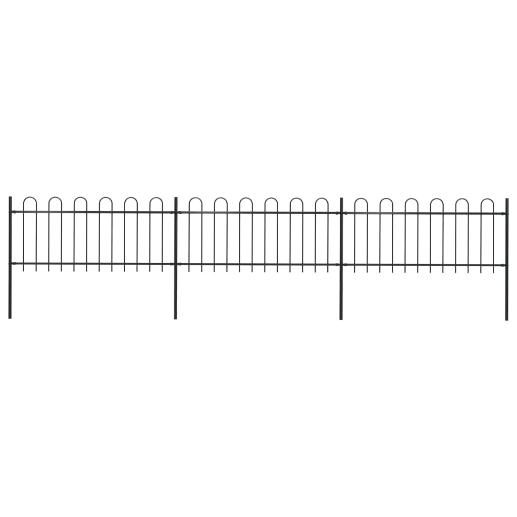vidaXL Vrtna ograda s ukrasnim lukovima čelična 5,1 x 0,8 m crna