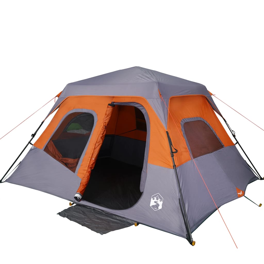 vidaXL Obiteljski šator za 6 osoba sivo-narančasti vodootporni