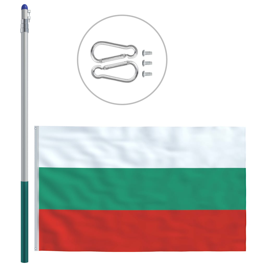 vidaXL Bugarska zastava s aluminijskim stupom 6 m
