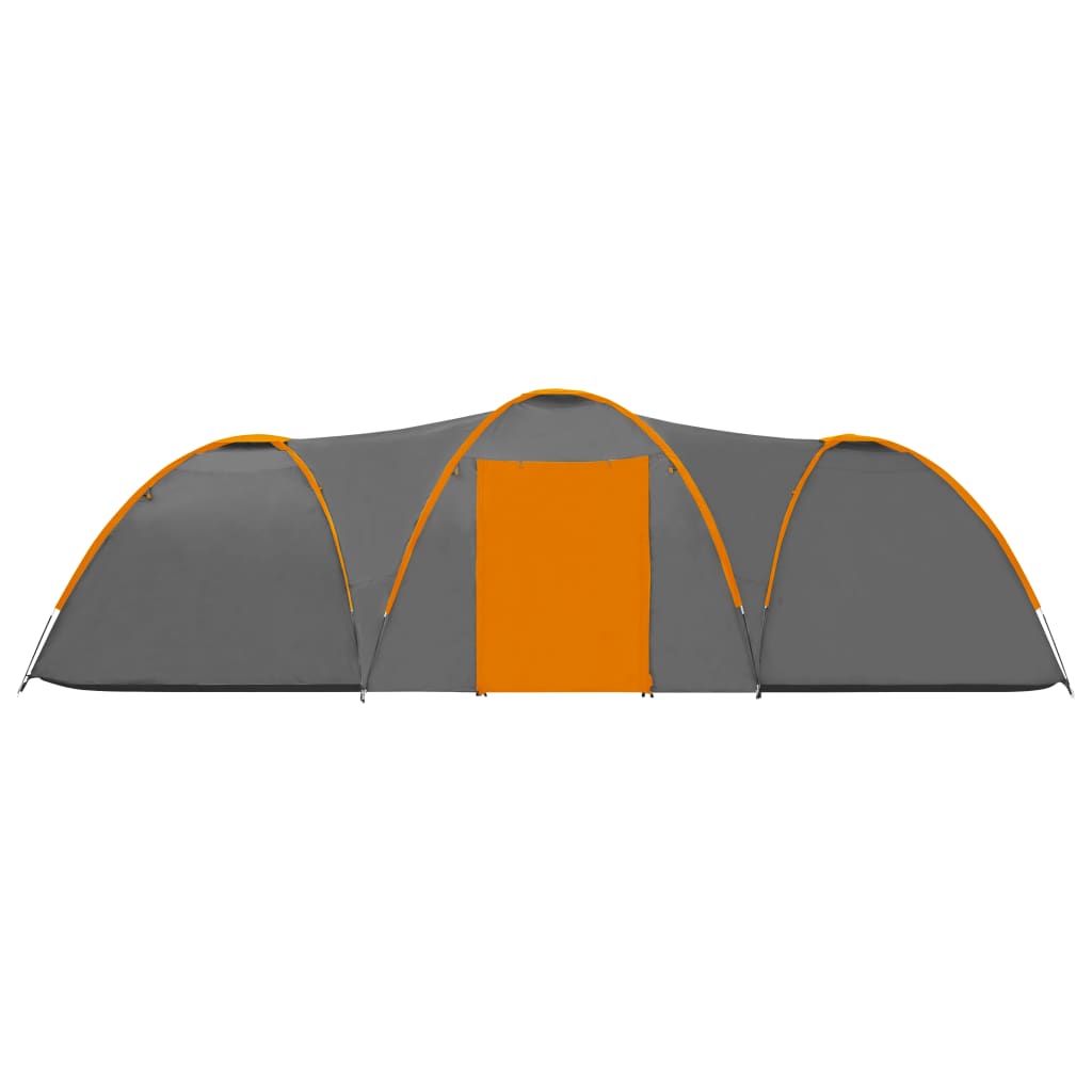 vidaXL Iglu šator za kampiranje 650x240x190 cm 8 osoba sivo-narančasti