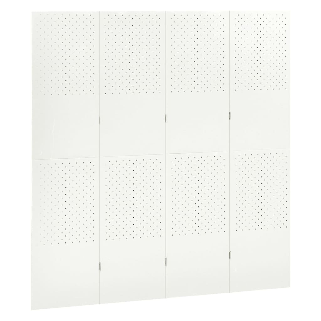 vidaXL Sobna pregrada s 4 panela bijela 160 x 180 cm čelična