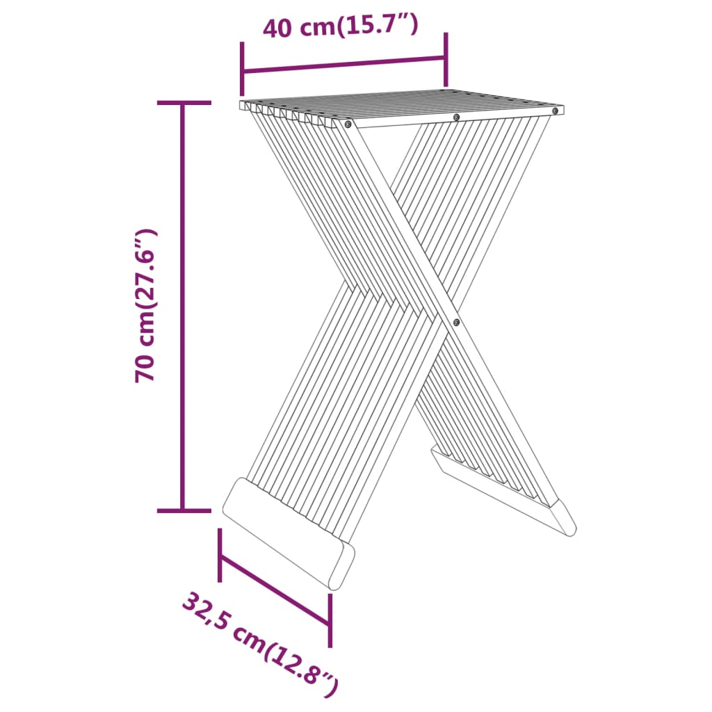 vidaXL Sklopivi stolac 40 x 32,5 x 70 cm od masivne tikovine
