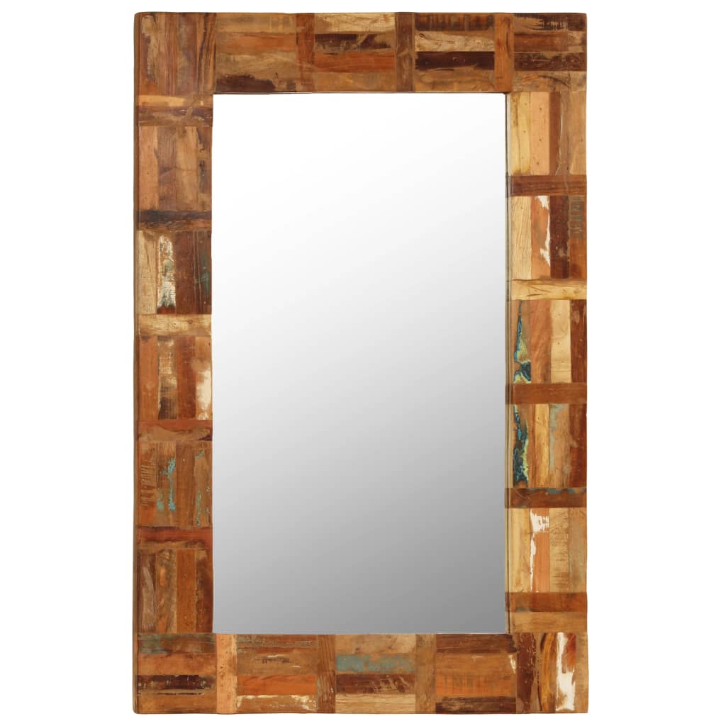 vidaXL Zidno ogledalo od masivnog obnovljenog drva 60 x 90 cm