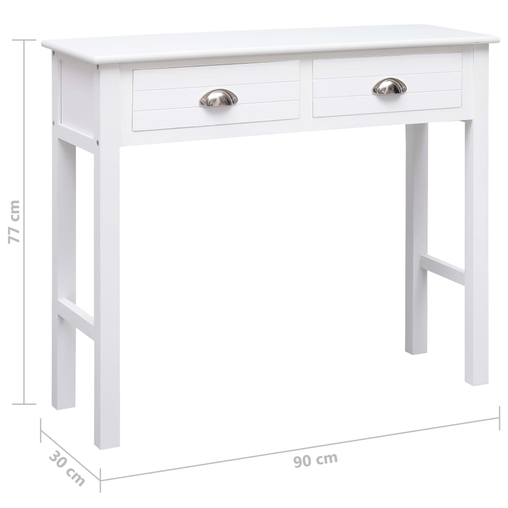 vidaXL Konzolni stol bijeli 90 x 30 x 77 cm drveni