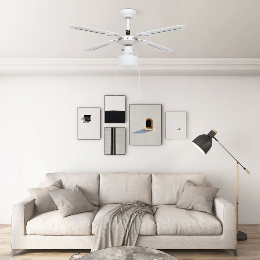 vidaXL Stropni ventilator sa svjetlom 106 cm bijeli