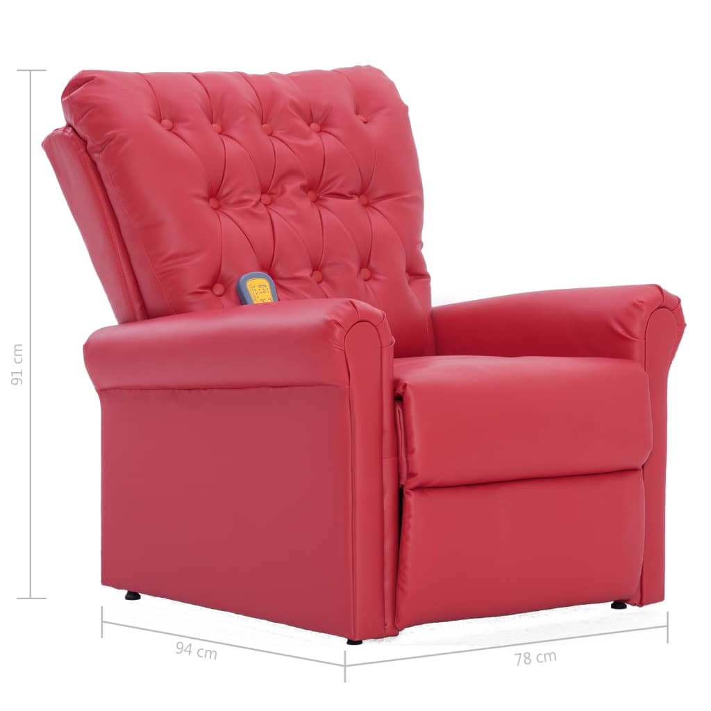 vidaXL Masažna fotelja od umjetne kože crvena