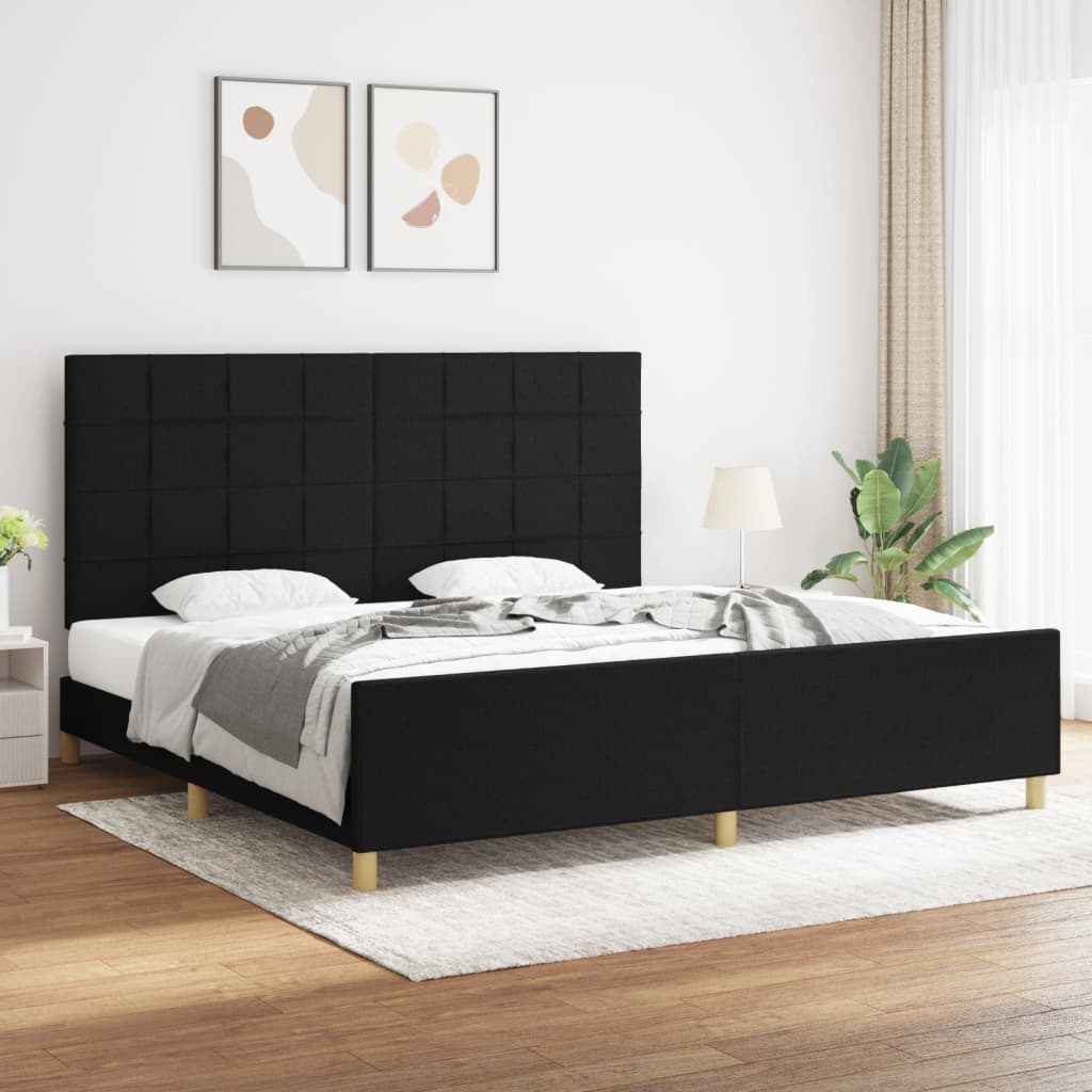 vidaXL Okvir za krevet s uzglavljem crni 200 x 200 cm od tkanine