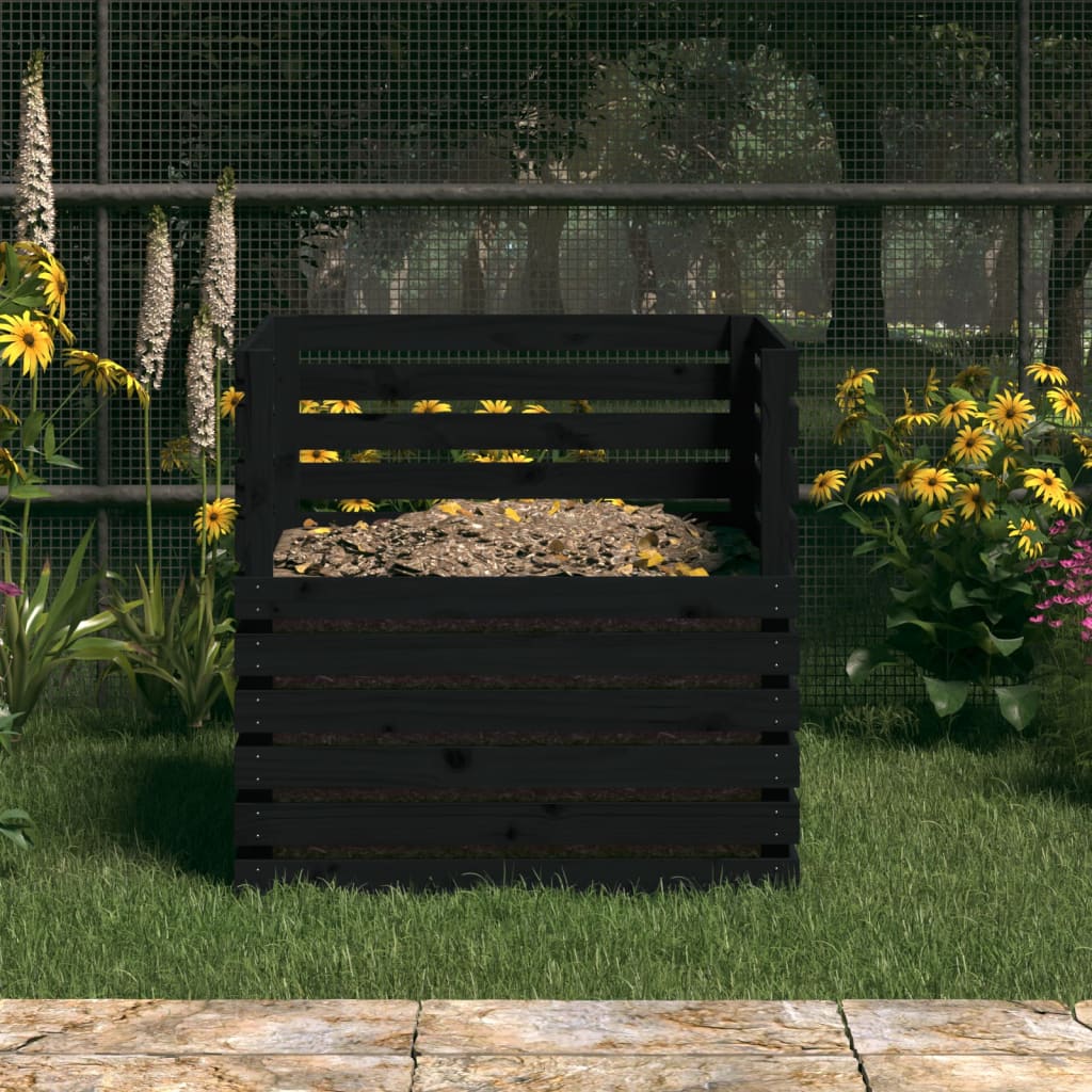 vidaXL Komposter crni 80 x 80 x 78 cm od masivne borovine