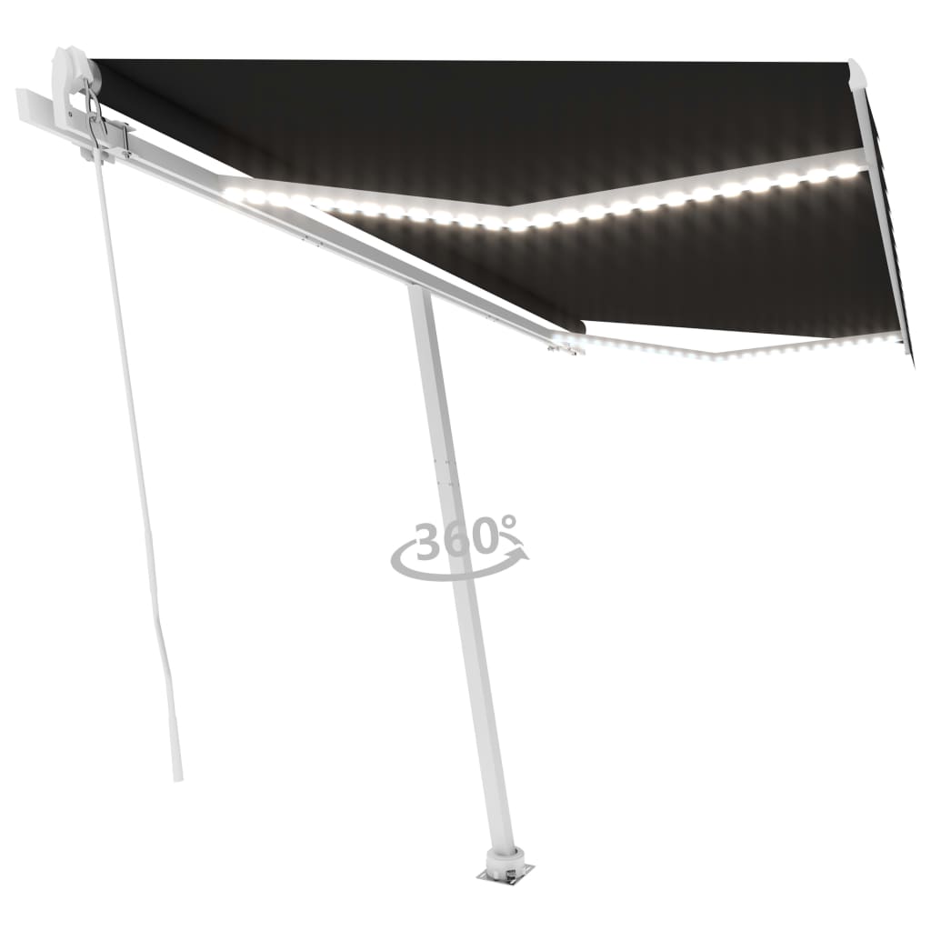 vidaXL Tenda na ručno uvlačenje s LED svjetlima 400 x 300 cm antracit