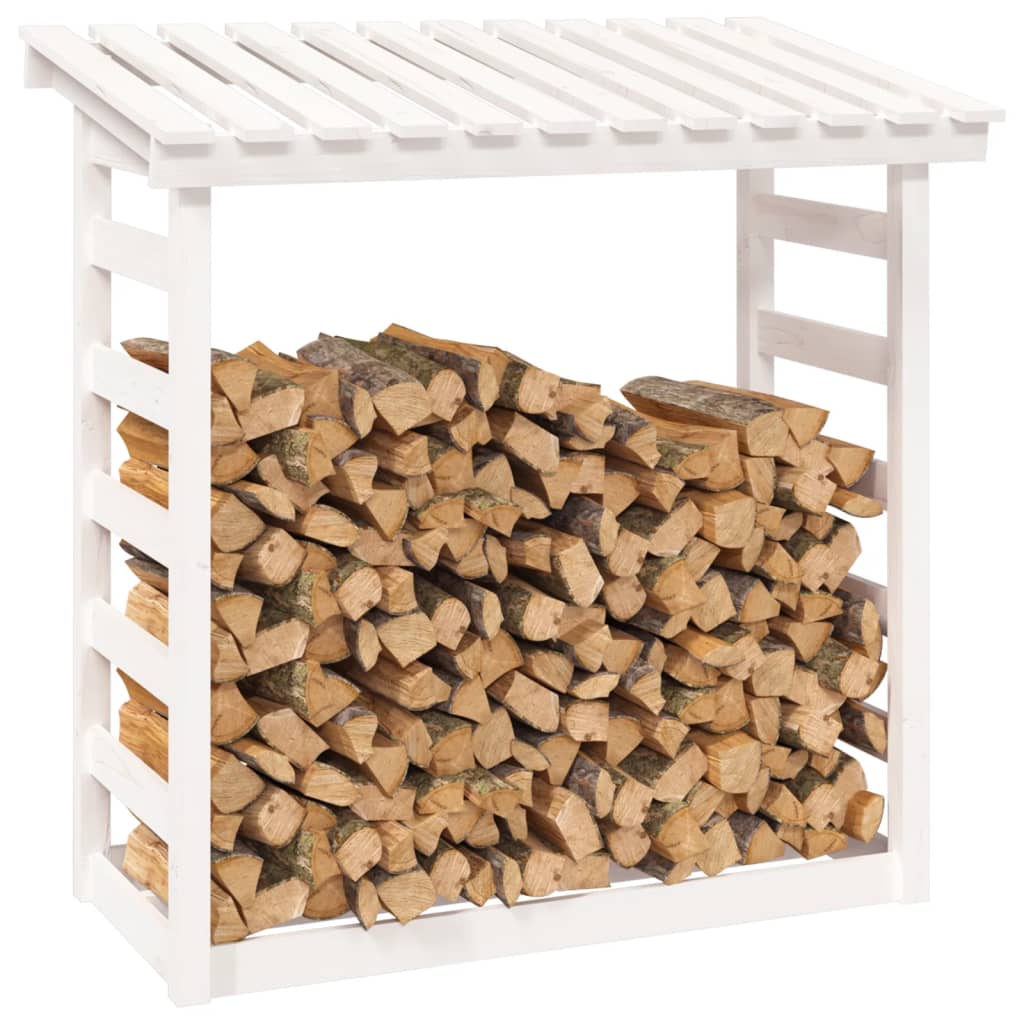 vidaXL Stalak za drva za ogrjev bijeli 108x64,5x110 masivna borovina