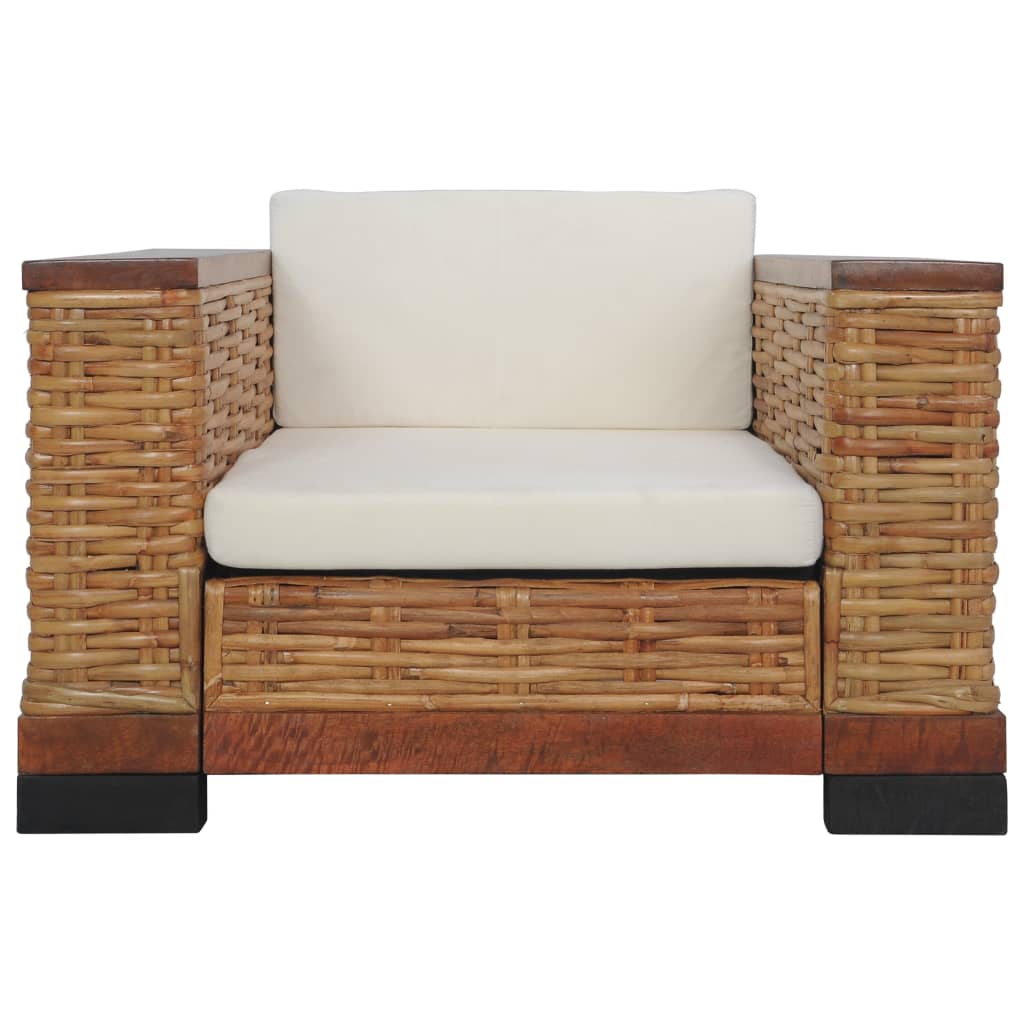 vidaXL 3-dijelni set sofa od prirodnog ratana s jastucima smeđi