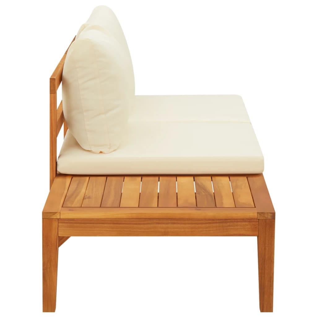 vidaXL Vrtna klupa sa stolićem i krem bijelim jastucima drvo bagrema