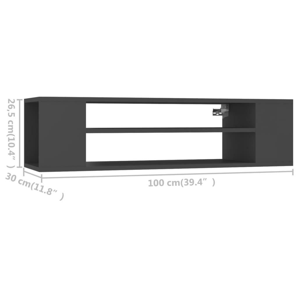 vidaXL Viseći TV ormarić sivi 100 x 30 x 26,5 cm konstruirano drvo