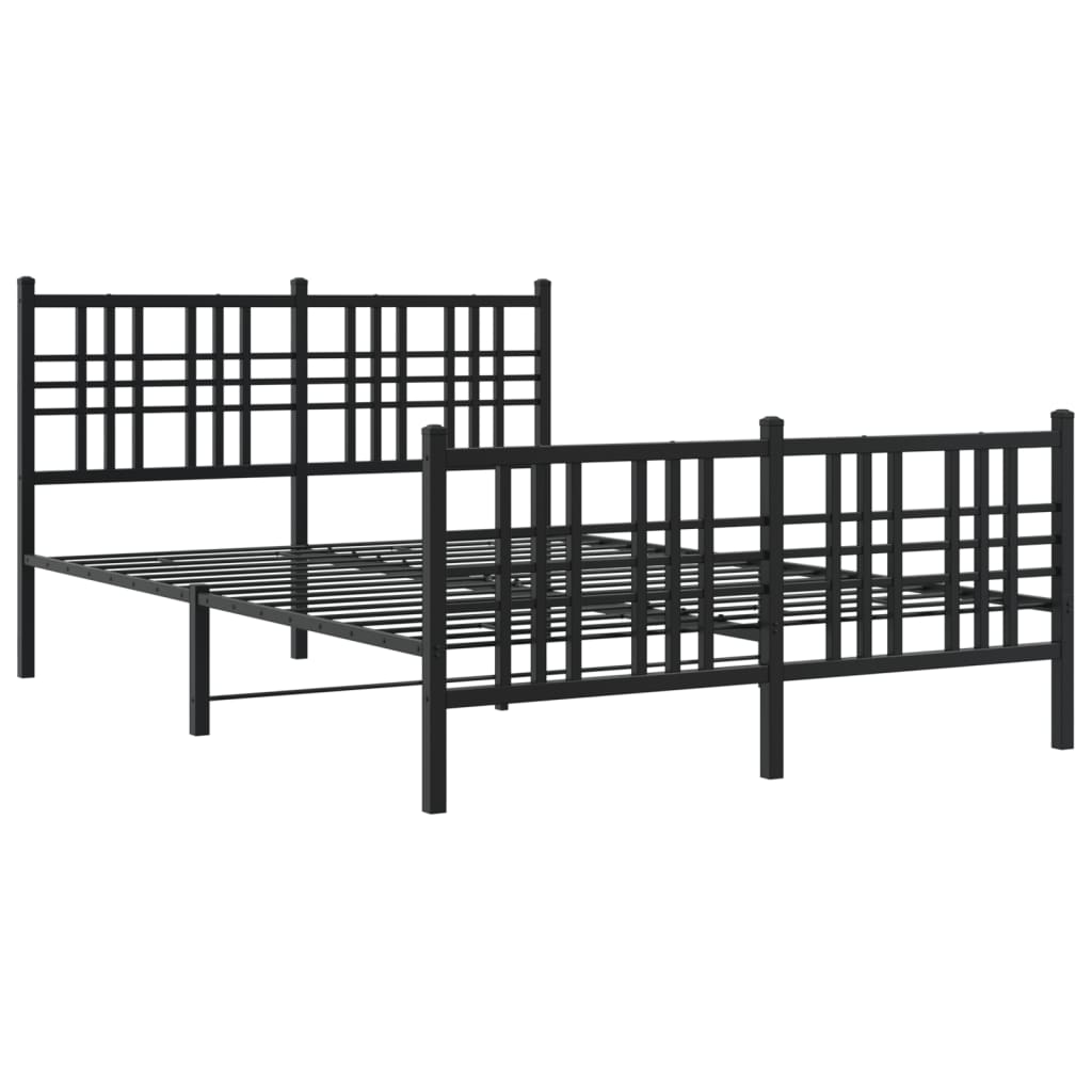 vidaXL Metalni okvir kreveta uzglavlje i podnožje crni 137x190 cm