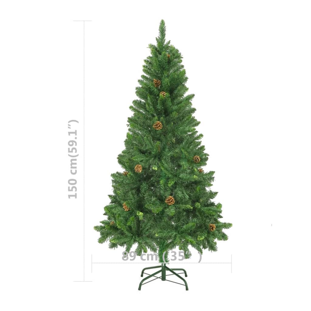 vidaXL Umjetno osvijetljeno božićno drvce sa šiškama zeleno 150 cm