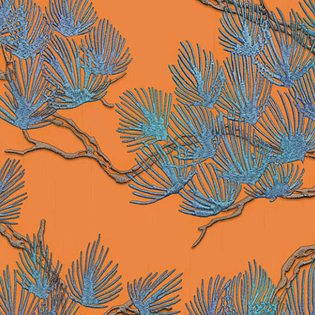 DUTCH WALLCOVERINGS zidna tapeta s uzorkom bora plavo-narančasta