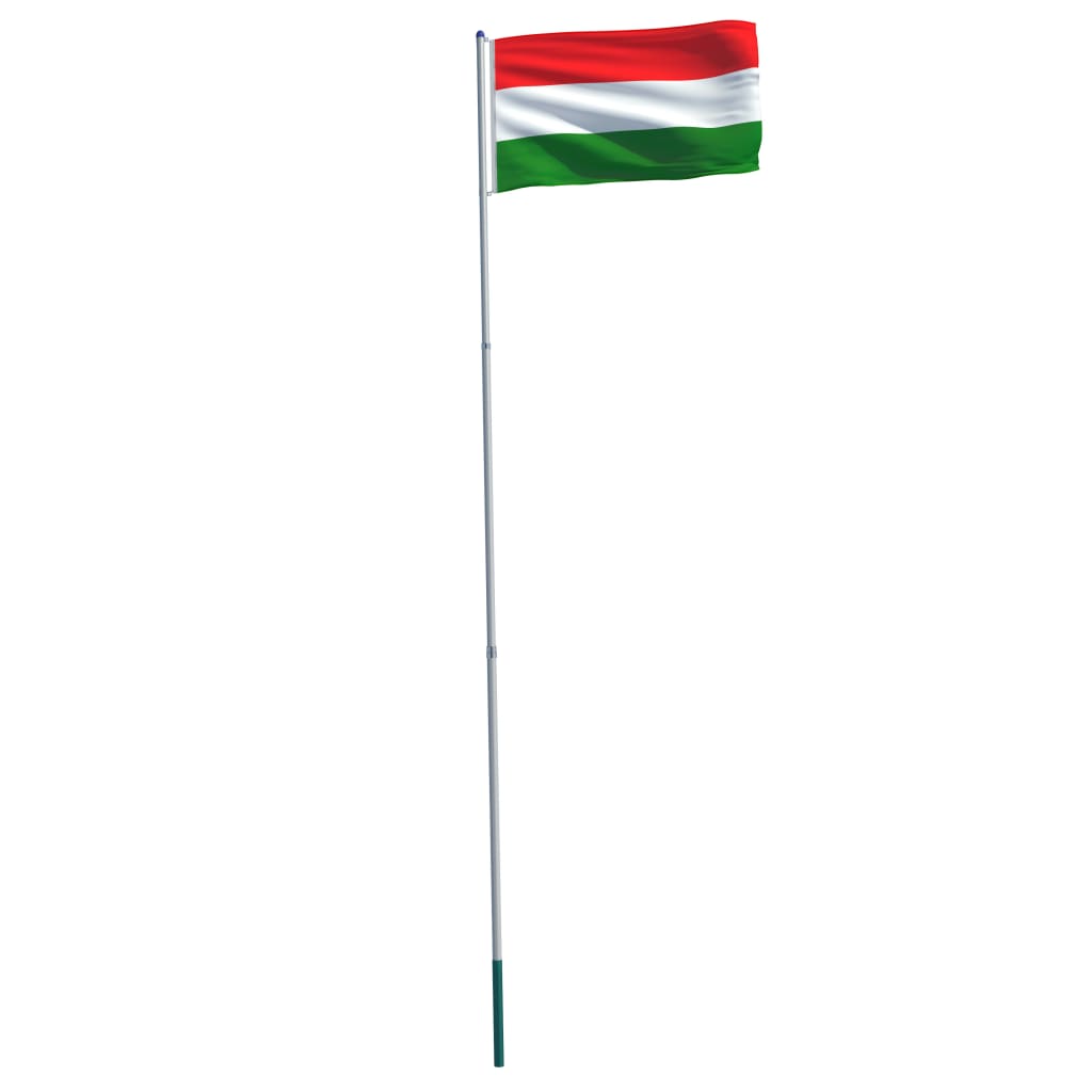 vidaXL Mađarska zastava s aluminijskim stupom 6 m