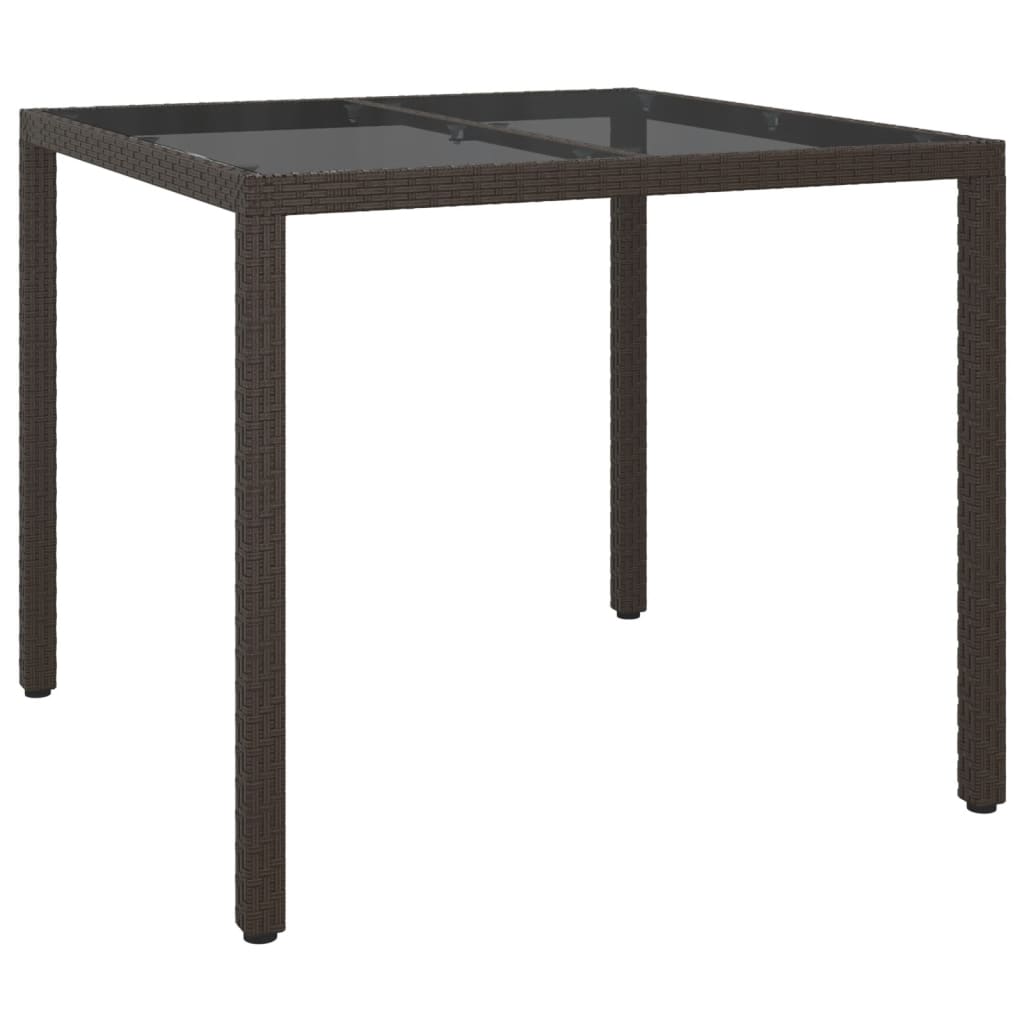 vidaXL Vrtni stol 90x90x75 cm od kaljenog stakla i poliratana smeđi