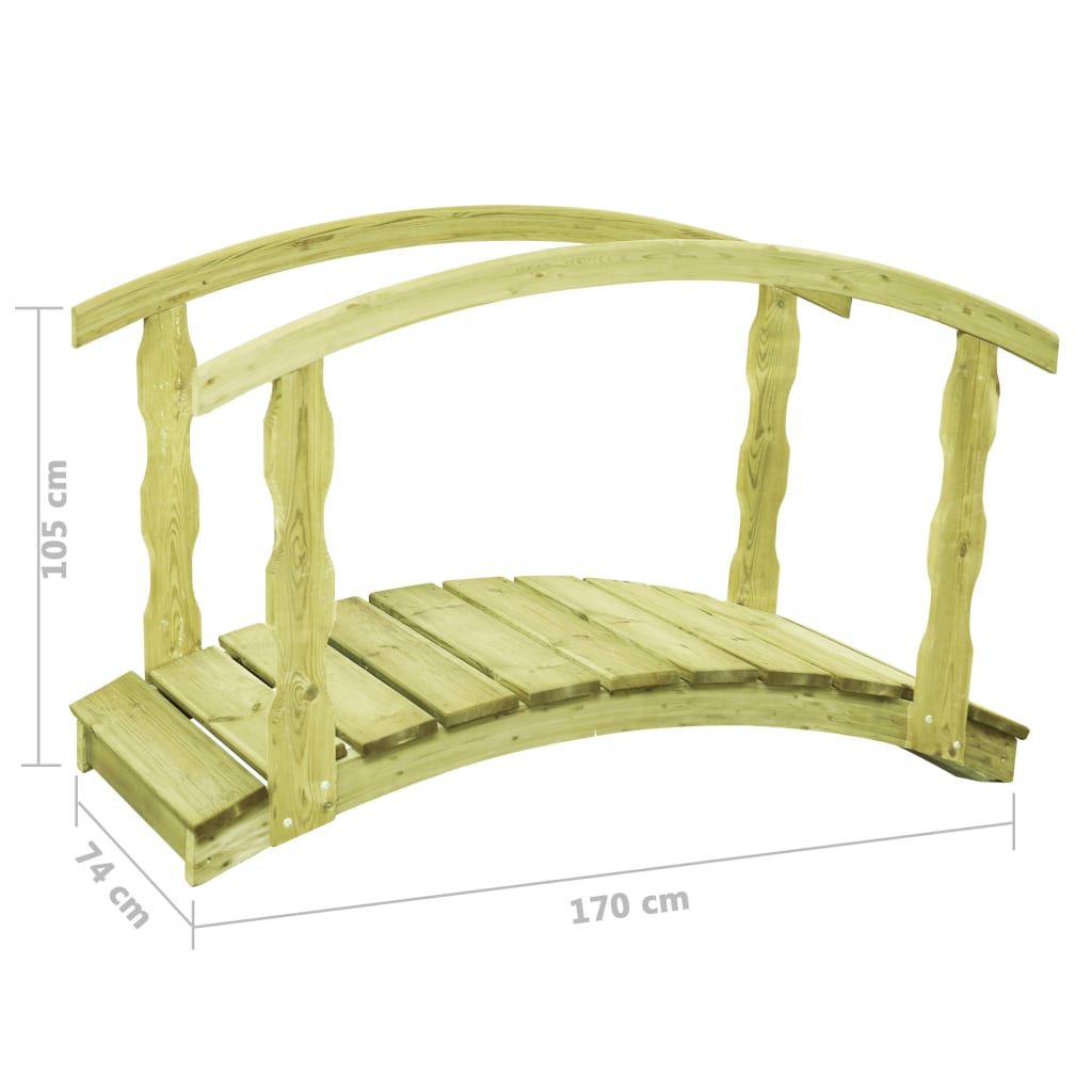 vidaXL Vrtni most s ogradom 170 x 74 x 105 cm od impregnirane borovine
