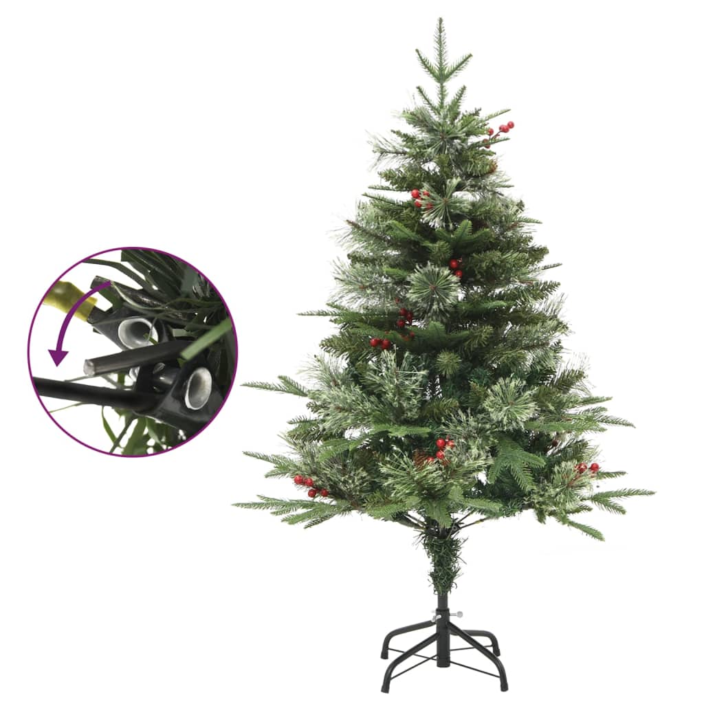 vidaXL Osvijetljeno božićno drvce sa šiškama zeleno 150 cm PVC i PE