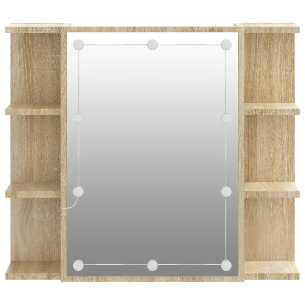 vidaXL Ormarić s ogledalom LED boja hrasta sonome 70 x 16,5 x 60 cm