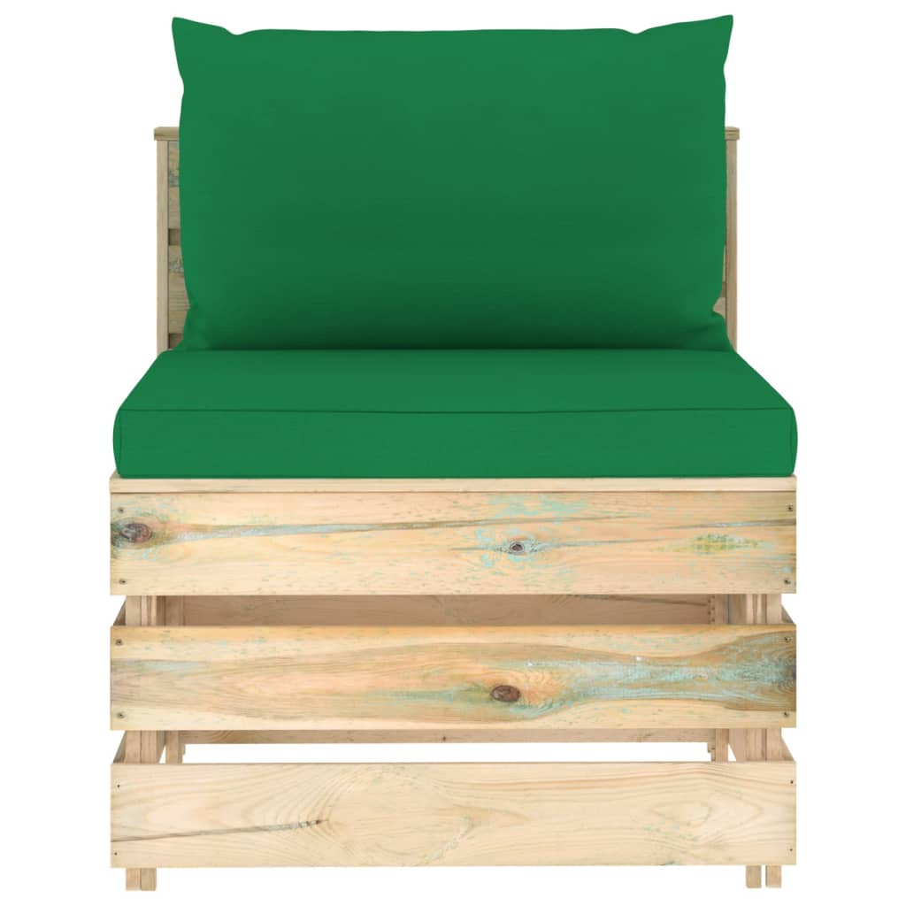 vidaXL 7-dijelna vrtna garnitura s jastucima zeleno impregnirano drvo