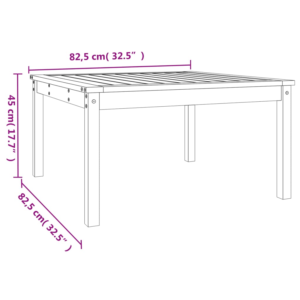 vidaXL Vrtni stol bijeli 82,5 x 82,5 x 45 cm od masivne borovine